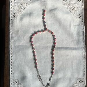 Elegant Pink and Silver Beaded Necklace